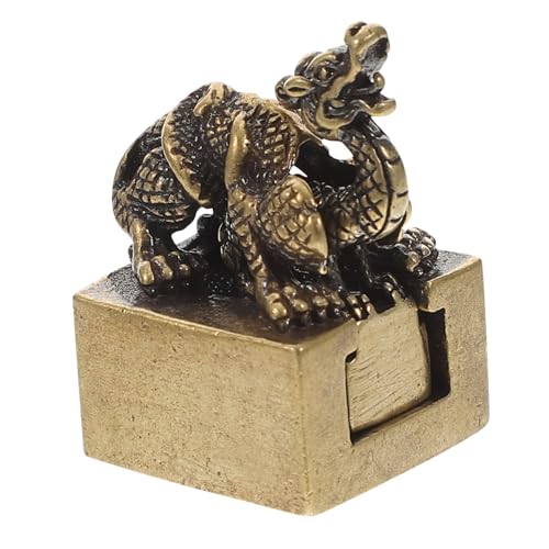 Levemolo Qinglong-Siegel Tischdeko mit Drachenstatue Chinesische Tierkreiszeichen Vintage Drachenfigur Mini-Drachenanhänger chinesisches neues Jahr mittelstück Drachenskulptur aus Kupfer von Levemolo