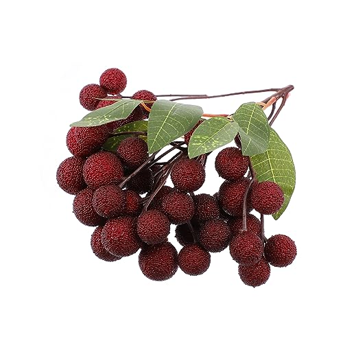 Levemolo Simulierte Lorbeerschnur Obstladen-Ausstellung Simulation Waxberry Ornament Dekor Obst u kunstobst künstliche früchte emuliertes Fruchtmodell Simulationsfruchtmodell Glasperlen rot von Levemolo