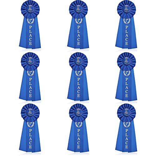 Blue Award Ribbon, 1st Place Award Ribbons Rosettenband Grand Prize Ribbon Winner Victory Ribbon Deluxe Recognition Ribbons for Classroom, Competition and Sports Events (9 Packs) von Lewtemi