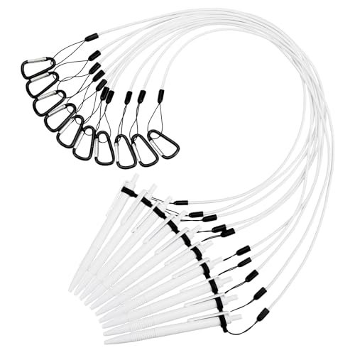 Lewtemi 10 Sets 61 cm Stiftleine, Stift, Silikon, Schlüsselband für Klemmbrett, Notizbuch, Bürobedarf (weiß) von Lewtemi