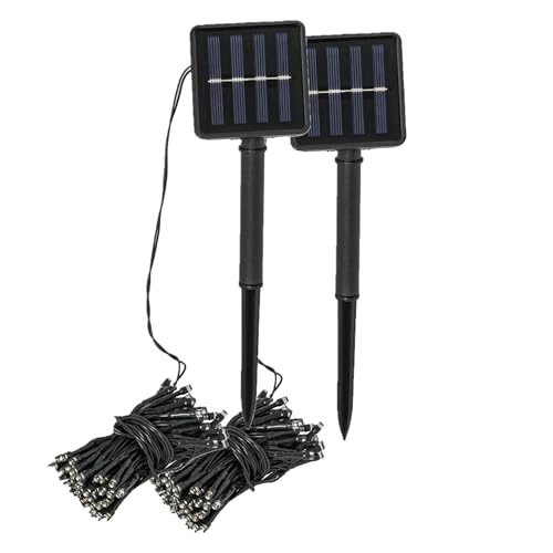 Solar Lichterkette 100 LED warmweiß Lichtsensor Außen und Innen | Wetterfeste 5m Lichterkette inkl Erdspieß | 6/10 Stunden | Weihnachten Garten Balkon Terrasse Blumen Party Fenster (2 Stück) von Lex Light