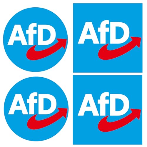 100 Stück AFD Logo Aufkleber, 4.5cm Rund AFD Logo und 7.5cm Quadrat AFD Logo, AFD Politik Sticker, Neuwahlen AFD Sticker, Hohe Qualität, Gute Viskosität von Lezehea