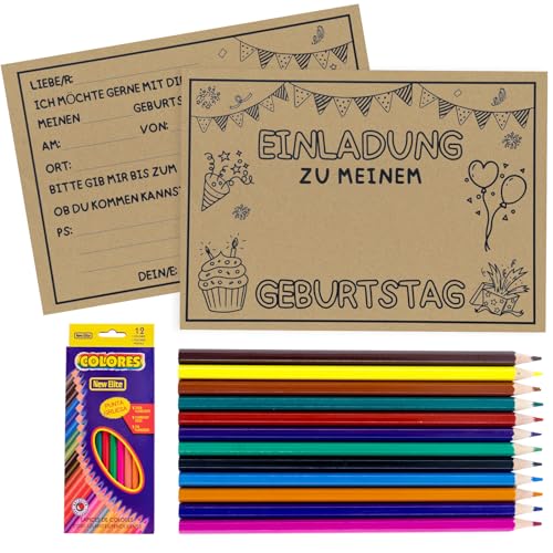 Lezehea 15 Einladungskarten Kindergeburtstag Mädchen Junge inkl. 12 Buntstifte,Einladungskarten zum Kindergeburtstag Kraftpapier,DIY A6 Einladung Party,Witzige Geburtstagseinladungen Kinder Lezehea 15 Einladungskarten Kindergeburtstag Mädchen Junge inkl. 12 Buntstifte,Einladungskarten zum Kindergeburtstag Kraftpapier,DIY A6 Einladung Party,Witzige Geburtstagseinladungen Kinder von Lezehea
