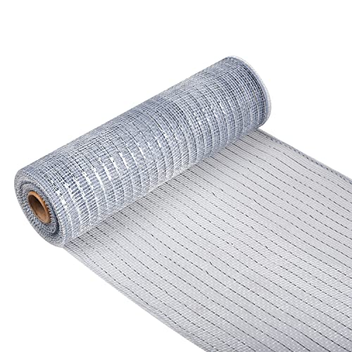 Jomnvo 25,4 cm x 9,1 m, silberfarben, Weihnachtsdekoration, Poly-Netzband, Metallfolie, Deko-Netzband, Weihnachtsfeier, Dekoration, Kranzherstellung, Poly-Netzband (Silber) von Lezevn