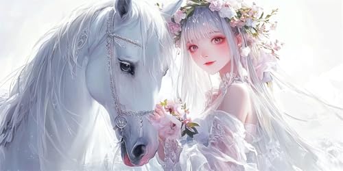 Diamond Painting Einhorn, 5D Diamant Painting Bilder Mädchen Diamond Painting Erwachsene Kinder Strass Stickerei Paintings Kits für Schlafzimmer Deko Wohnzimmer, Geschenke für Frauen,50x100cm-66 von Lezewege