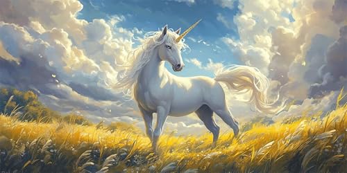 Diamond Painting Einhorn, 5D Diamant Painting Bilder Pferd Diamond Painting Erwachsene Kinder Strass Stickerei Paintings Kits für Schlafzimmer Deko Wohnzimmer, Geschenke für Frauen,25x50cm-65 von Lezewege