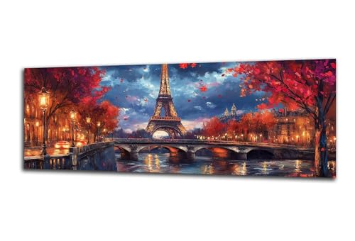 Diamond Painting Erwachsene Paris Diamond Painting Landschaft 5D DIY Full Drill Crystal Stickerei Malen Nach Zahlen Kinder Anfänger Mosaik Bastelset mit Zubehör, Home Wand Décor Geschenk 40x120 cm-z4 von Lezewege