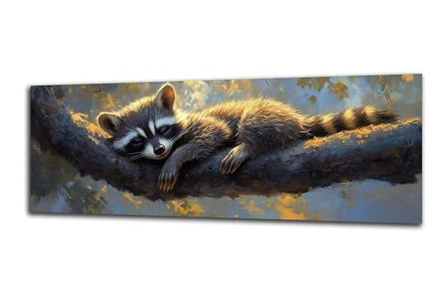 Diamond Painting Erwachsene Tier Diamond Painting Waschbär 5D DIY Full Drill Crystal Stickerei Malen Nach Zahlen Kinder Anfänger Mosaik Bastelset mit Zubehör, Home Wand Décor Geschenk 50x150 cm-z157 von Lezewege