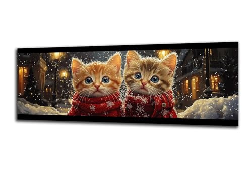 Diamond Painting Erwachsene Winter Diamond Painting Katze 5D DIY Full Drill Crystal Stickerei Malen Nach Zahlen Kinder Anfänger Mosaik Bastelset mit Zubehör, Home Wand Décor Geschenk 60x180 cm-z70 von Lezewege