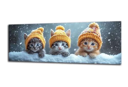 Diamond Painting Erwachsene Winter Diamond Painting Katze 5D DIY Full Drill Crystal Stickerei Malen Nach Zahlen Kinder Anfänger Mosaik Bastelset mit Zubehör, Home Wand Décor Geschenk 70x210 cm-z71 von Lezewege