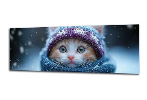 Diamond Painting Erwachsene Winter Diamond Painting Katze 5D DIY Full Drill Crystal Stickerei Malen Nach Zahlen Kinder Anfänger Mosaik Bastelset mit Zubehör, Home Wand Décor Geschenk 70x210 cm-z72 von Lezewege