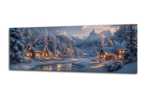 Diamond Painting Erwachsene Winter Diamond Painting Landschaft 5D DIY Full Drill Crystal Stickerei Malen Nach Zahlen Kinder Anfänger Mosaik Bastelset mit Zubehör, Home Décor Geschenk 60x180 cm-z53 von Lezewege