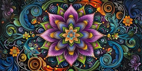 Diamond Painting Mandala, 5D Diamant Painting Bilder Blume Diamond Painting Erwachsene Kinder Strass Stickerei Paintings Kits für Schlafzimmer Deko Wohnzimmer, Geschenke für Frauen,70x140cm-4 von Lezewege