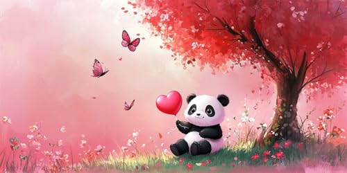 Diamond Painting Panda, 5D Diamant Painting Bilder Schmetterling Diamond Painting Erwachsene Kinder Strass Stickerei Paintings Kits für Schlafzimmer Deko Wohnzimmer, Geschenke für Frauen,50x100cm-9 von Lezewege