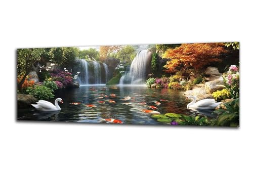 Landschaft Diamond Painting Schwan Diamond Painting Erwachsene Groß XXL 100x300 cm, DIY 5D Diamant Malerei Kinder Crystal Strass Leinwand Kreuzstich Stickerei Kit Zuhause Dekoration Geschenke-z383 von Lezewege