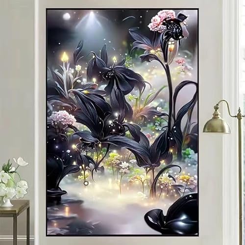 Landschaft Malen Nach Zahlen Erwachsene Bastelset, Paint by Numbers Blume Malen Nach Zahlen Anfänger, DIY Ölgemälde Leinwand Set mit 3 Set Pinsels und Farbe, Zimmer Deko 80x110cm, Geschenk für Frauen von Lezewege