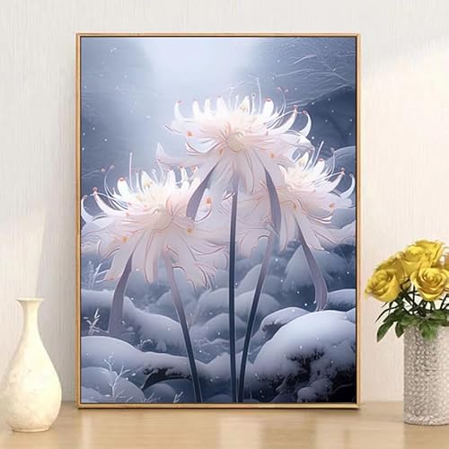 Landschaft Malen Nach Zahlen Erwachsene Bastelset, Paint by Numbers Blume Malen Nach Zahlen Anfänger, DIY Ölgemälde Leinwand Set mit 3 Set Pinsels und Farbe, Zimmer Deko 90x120cm, Geschenk für Frauen von Lezewege