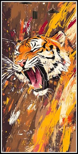 Malen Nach Zahlen Erwachsene Abstrakt Malen Nach Zahlen Tiger Paint by Numbers DIY Handgemalt Ölgemälde Leinwand Bastelset Kit mit Pinseln und Acrylfarben, Zimmer Deko Geschenk 80x40cm mit Rahmen-k158 von Lezewege