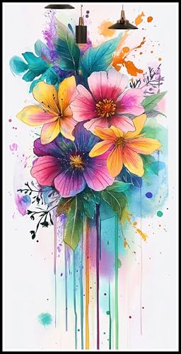 Malen Nach Zahlen Erwachsene Blume Malen Nach Zahlen Farbe Paint by Numbers DIY Handgemalt Ölgemälde Leinwand Bastelset Kit mit 3-Pinseln und Acrylfarben, Zimmer Deko Geschenk 140x70cm mit Rahmen-k162 von Lezewege