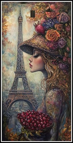 Malen Nach Zahlen Erwachsene Paris Malen Nach Zahlen Frau Paint by Numbers DIY Handgemalt Ölgemälde Leinwand Bastelset Kit mit 3-Pinseln und Acrylfarben, Zimmer Deko Geschenk 110x60cm mit Rahmen-k552 von Lezewege