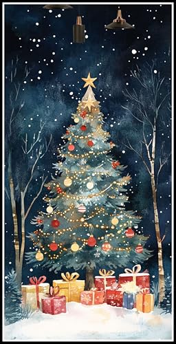 Malen Nach Zahlen Erwachsene Weihnachten Malen Nach Zahlen Weihnachtsbaum Paint by Numbers DIY Handgemalt Ölgemälde Leinwand Kit Mit 3 Pinseln Acrylfarben, Zimmer Deko Geschenk 40x20cm mit Rahmen-k220 von Lezewege