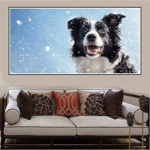 Malen Nach Zahlen Erwachsene Winter, Hund Malen Nach Zahlen ab 7 8 9 10 Jahre Mädchen Bastelset, Malen Nach Zahlen Kinderr Anfänger, DIY Set Erwachsene,Geschenke für Frauen, Ohne Rahmen 140x70cm-98 von Lezewege