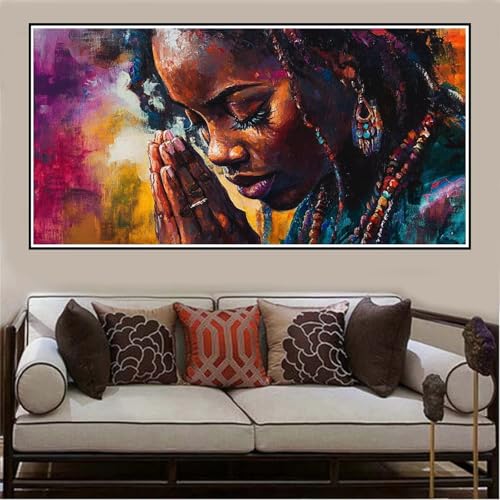 Malen Nach Zahlen Groß XXL 100x50cm Afrika Malen Nach Zahlen Erwachsene Frau, Malen Nach Zahlen Erwachsene Leinwand AnfäNger, Acrylfarbe Ölgemälde Set, Bastelset Frauen für Home Decor, Rahmenlos -139 von Lezewege