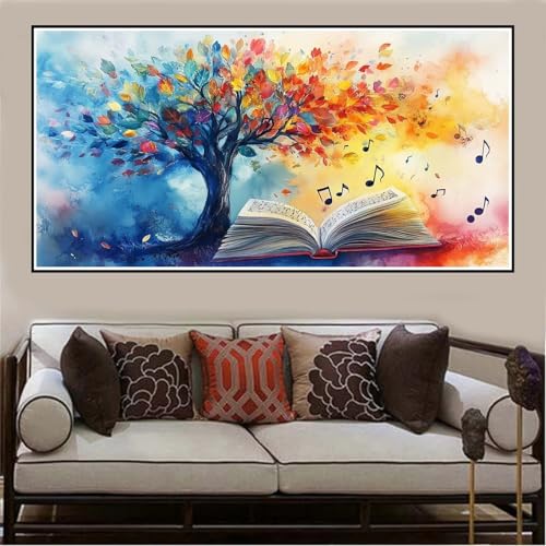 Malen Nach Zahlen Groß XXL 100x50cm Baum des Lebens Malen Nach Zahlen Erwachsene Landschaft, Malen Nach Zahlen Erwachsene Leinwand, Acrylfarbe Ölgemälde Set, Bastelset Frauen für Home Decor -1264 von Lezewege