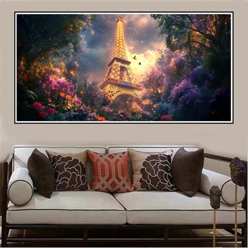 Malen Nach Zahlen Groß XXL 100x50cm Eiffel Malen Nach Zahlen Erwachsene Eisenturm, Malen Nach Zahlen Erwachsene Leinwand AnfäNger, Acrylfarbe Ölgemälde Set, Bastelset Frauen für Home Decor -16 von Lezewege