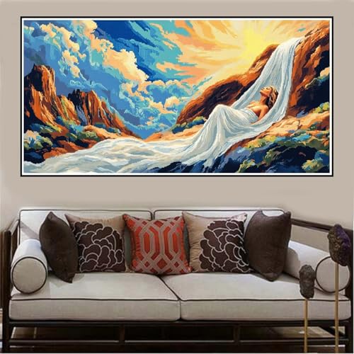 Malen Nach Zahlen Groß XXL 100x50cm Frau Malen Nach Zahlen Erwachsene Landschaft, Malen Nach Zahlen Erwachsene Leinwand AnfäNger, Acrylfarbe Ölgemälde Set, Bastelset Frauen für Home Decor -1138 von Lezewege