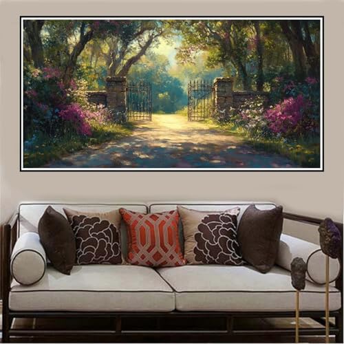 Malen Nach Zahlen Groß XXL 100x50cm Garten Malen Nach Zahlen Erwachsene Landschaft, Malen Nach Zahlen Erwachsene Leinwand AnfäNger, Acrylfarbe Ölgemälde Set, Bastelset Frauen für Home Decor -13 von Lezewege