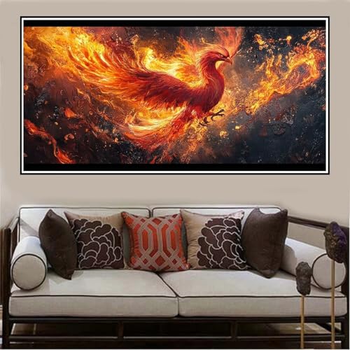 Malen Nach Zahlen Groß XXL 100x50cm Phönix Malen Nach Zahlen Erwachsene Flamme, Malen Nach Zahlen Erwachsene Leinwand AnfäNger, Acrylfarbe Ölgemälde Set, Bastelset Frauen für Home Decor, Rahmenlos -1 von Lezewege