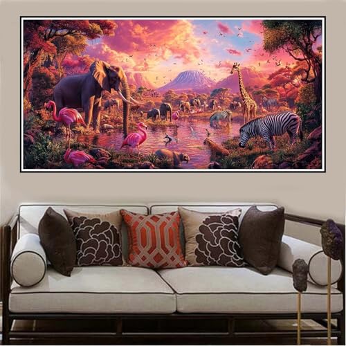 Malen Nach Zahlen Groß XXL 100x50cm Tier Malen Nach Zahlen Erwachsene Landschaft, Malen Nach Zahlen Erwachsene Leinwand AnfäNger, Acrylfarbe Ölgemälde Set, Bastelset Frauen für Home Decor -124 von Lezewege