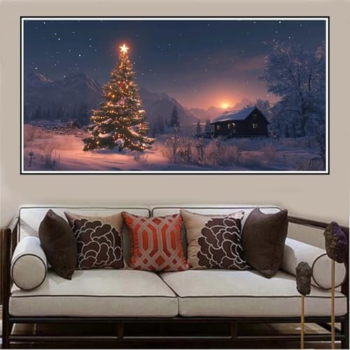 Malen Nach Zahlen Groß XXL 100x50cm Weihnachtsbaum Malen Nach Zahlen Erwachsene Landschaft, Malen Nach Zahlen Erwachsene Leinwand, Acrylfarbe Ölgemälde Set, Bastelset Frauen für Home Decor -1288 von Lezewege