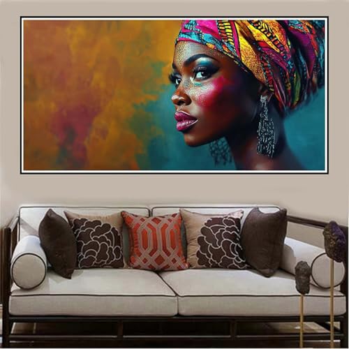 Malen Nach Zahlen Groß XXL 120x60cm Afrika Malen Nach Zahlen Erwachsene Frau, Malen Nach Zahlen Erwachsene Leinwand AnfäNger, Acrylfarbe Ölgemälde Set, Bastelset Frauen für Home Decor, Rahmenlos -137 von Lezewege