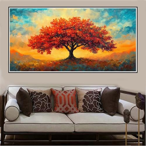 Malen Nach Zahlen Groß XXL 120x60cm Baum Malen Nach Zahlen Erwachsene Landschaft, Malen Nach Zahlen Erwachsene Leinwand AnfäNger, Acrylfarbe Ölgemälde Set, Bastelset Frauen für Home Decor -1310 von Lezewege