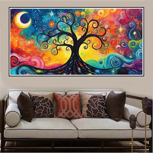 Malen Nach Zahlen Groß XXL 120x60cm Baum des Lebens Malen Nach Zahlen Erwachsene Traum, Malen Nach Zahlen Erwachsene Leinwand AnfäNger, Acrylfarbe Ölgemälde Set, Bastelset Frauen für Home Decor -1268 von Lezewege