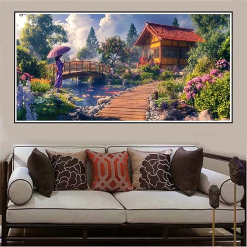 Malen Nach Zahlen Groß XXL 120x60cm Japanische Frau Malen Nach Zahlen Erwachsene Landschaft, Malen Nach Zahlen Erwachsene Leinwand, Acrylfarbe Ölgemälde Set, Bastelset Frauen für Home Decor -1253 von Lezewege