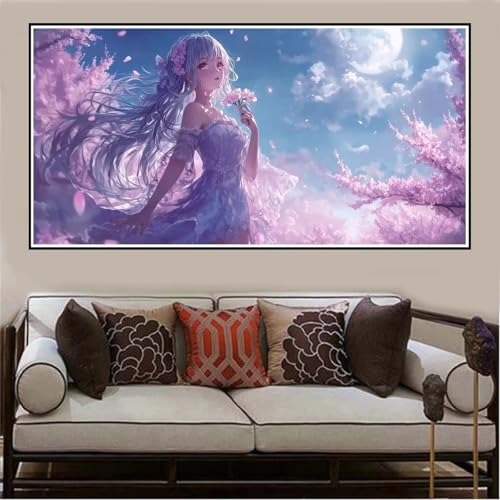 Malen Nach Zahlen Groß XXL 120x60cm Mädchen Malen Nach Zahlen Erwachsene Mond, Malen Nach Zahlen Erwachsene Leinwand AnfäNger, Acrylfarbe Ölgemälde Set, Bastelset Frauen für Home Decor,Rahmenlos -1130 von Lezewege