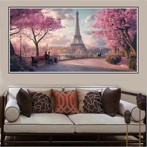 Malen Nach Zahlen Groß XXL 120x60cm Paris Malen Nach Zahlen Erwachsene Eisenturm, Malen Nach Zahlen Erwachsene Leinwand AnfäNger, Acrylfarbe Ölgemälde Set, Bastelset Frauen für Home Decor -26 von Lezewege