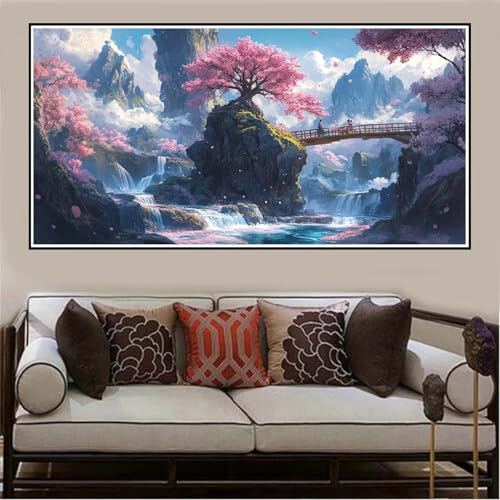 Malen Nach Zahlen Groß XXL 120x60cm Rosa Malen Nach Zahlen Erwachsene Landschaft, Malen Nach Zahlen Erwachsene Leinwand AnfäNger, Acrylfarbe Ölgemälde Set, Bastelset Frauen für Home Decor -140 von Lezewege