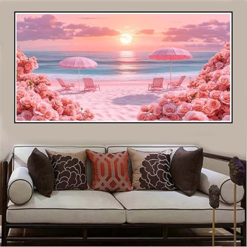 Malen Nach Zahlen Groß XXL 120x60cm Strand Malen Nach Zahlen Erwachsene Blume, Malen Nach Zahlen Erwachsene Leinwand AnfäNger, Acrylfarbe Ölgemälde Set, Bastelset Frauen für Home Decor,Rahmenlos -1259 von Lezewege