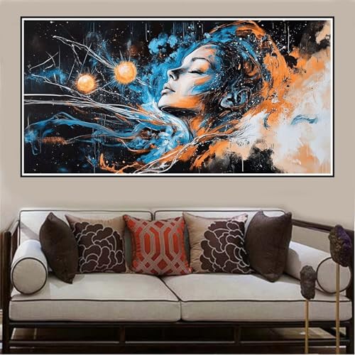 Malen Nach Zahlen Groß XXL 140x70cm Abstrakt Malen Nach Zahlen Erwachsene Mädchen, Malen Nach Zahlen Erwachsene Leinwand AnfäNger, Acrylfarbe Ölgemälde Set, Bastelset Frauen für Home Decor -69 von Lezewege