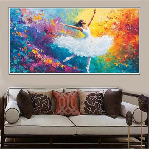 Malen Nach Zahlen Groß XXL 140x70cm Ballett Malen Nach Zahlen Erwachsene Tänzer, Malen Nach Zahlen Erwachsene Leinwand AnfäNger, Acrylfarbe Ölgemälde Set, Bastelset Frauen für Home Decor,Rahmenlos -30 von Lezewege