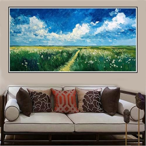 Malen Nach Zahlen Groß XXL 140x70cm Bauernhof Malen Nach Zahlen Erwachsene Himmel, Malen Nach Zahlen Erwachsene Leinwand AnfäNger, Acrylfarbe Ölgemälde Set, Bastelset Frauen für Home Decor -1110 von Lezewege