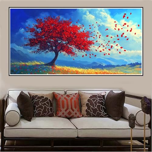 Malen Nach Zahlen Groß XXL 140x70cm Baum Malen Nach Zahlen Erwachsene Landschaft, Malen Nach Zahlen Erwachsene Leinwand AnfäNger, Acrylfarbe Ölgemälde Set, Bastelset Frauen für Home Decor -1311 von Lezewege