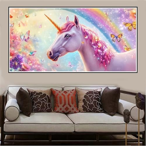 Malen Nach Zahlen Groß XXL 140x70cm Einhorn Malen Nach Zahlen Erwachsene Tier, Malen Nach Zahlen Erwachsene Leinwand AnfäNger, Acrylfarbe Ölgemälde Set, Bastelset Frauen für Home Decor,Rahmenlos -129 von Lezewege