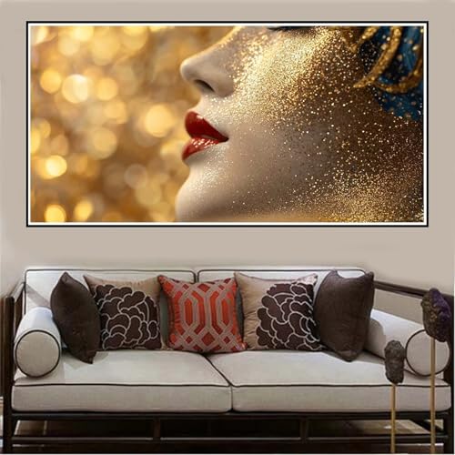 Malen Nach Zahlen Groß XXL 140x70cm Frau Malen Nach Zahlen Erwachsene Gold, Malen Nach Zahlen Erwachsene Leinwand AnfäNger, Acrylfarbe Ölgemälde Set, Bastelset Frauen für Home Decor, Rahmenlos -1143 von Lezewege