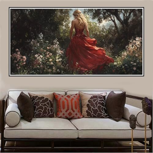 Malen Nach Zahlen Groß XXL 140x70cm Frau Malen Nach Zahlen Erwachsene Rückansicht, Malen Nach Zahlen Erwachsene Leinwand AnfäNger, Acrylfarbe Ölgemälde Set, Bastelset Frauen für Home Decor -1131 von Lezewege