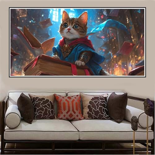 Malen Nach Zahlen Groß XXL 140x70cm Karikatur Malen Nach Zahlen Erwachsene Katze, Malen Nach Zahlen Erwachsene Leinwand AnfäNger, Acrylfarbe Ölgemälde Set, Bastelset Frauen für Home Decor -108 von Lezewege